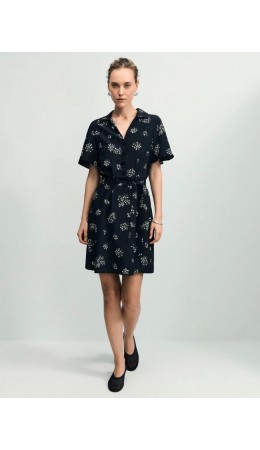 платье женское черный цветы мелкие