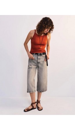 брюки (бермуды) джинсовые женские светло-серый