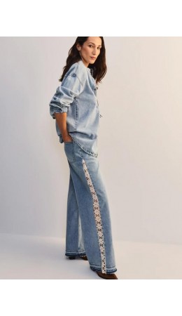 брюки джинсовые женские светлый индиго