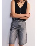 брюки (бермуды) джинсовые женские светло-серый