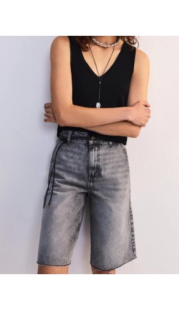 брюки (бермуды) джинсовые женские светло-серый