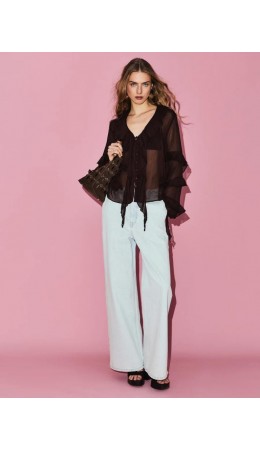 брюки джинсовые с ремнем женские ультра светлый индиго