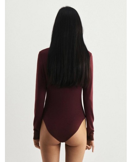 боди спортивное женское тёмно-бордовый