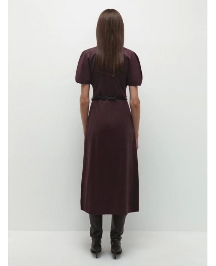платье с ремнем женское сливовый