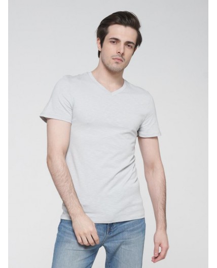 Фуфайка (футболка) мужская BY201-17001/2; ХБ14-4102 светло серый