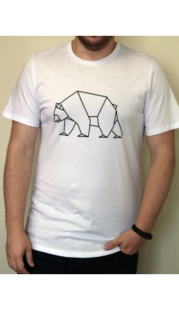 Фуфайка (футболка) мужская BY201-17002/9; ХБ2000-5/Р2000-5 белый/белый/медведь