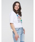 Фуфайка (футболка) женская BY201-30002/4; ХБ2000-5 белый/будь собой 2