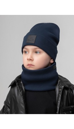 Комплект (шапка, снуд) 13-162MU; темно-синий
