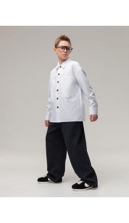 Брюки в полоску 37-71MU; темно-синий