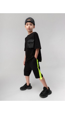 Шорты 8-64МU; черный (салатовый)