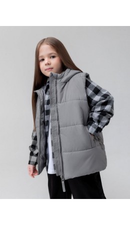 Жилет с капюшоном 14-90MU; серый