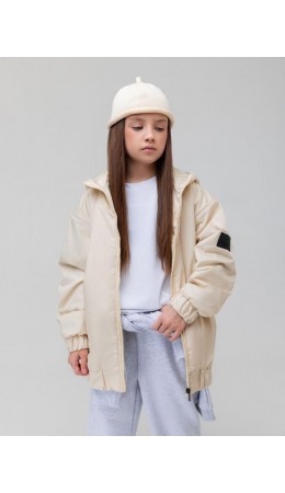 Куртка с капюшоном со стойкой 49-18MU; ванильный