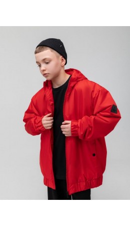 Бомбер с капюшоном 49-18MU; красный