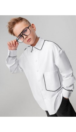 Рубашка с атласным кантом 38-68MU; белый