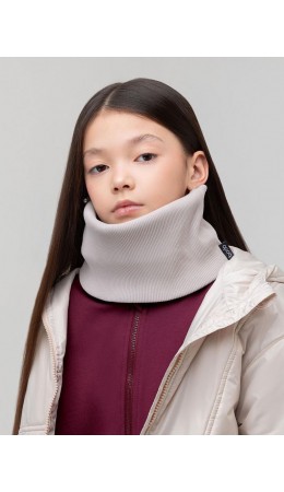 Шарф (Снуд) в рубчик 12-134M; серо-бежевый