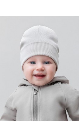 Шапка в рубчик для малышей 23-28MU; серо-бежевый