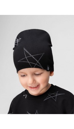 Шапка без отворота для малышей 23-16MU; черный (серый)