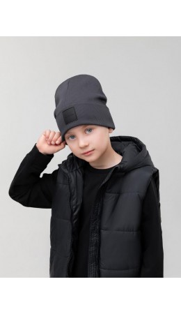 Шапка двойная в рубчик 10-427MU; графитовый