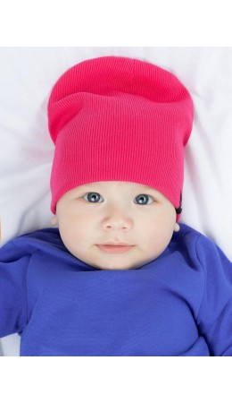 Шапка в рубчик для малышей 23-22MU; малиновый