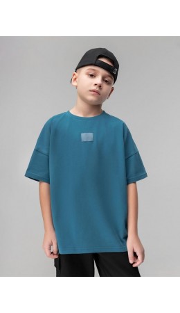 Футболка с эффектом фрчи 4-371MU; индиго