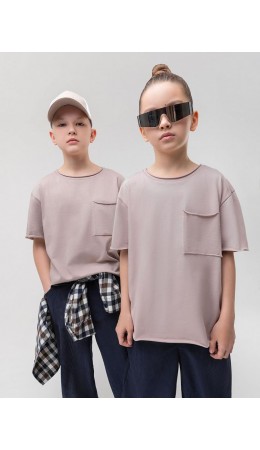 Футболка с необработанными краями 36-123MU; бежевый