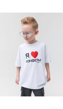 Футболка 'Я люблю конфеты' 4-475MU; белый