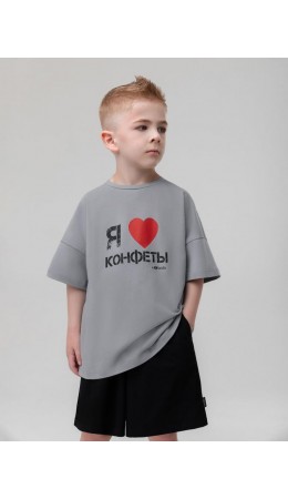 Футболка 'Я люблю конфеты' 4-475MU; светло-серый