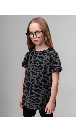 Футболка с набивкой 4-316MU; серый (черный)