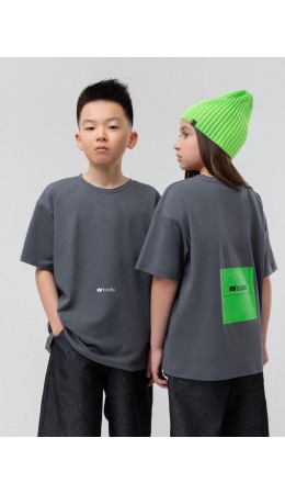 Футболка с принтом 'квадрат' 36-151MU; темно-серый