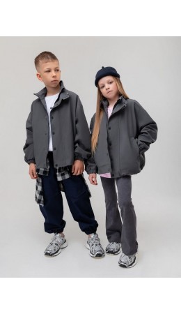 Ветровка с воротником стойкой 32-92MU; темно-серый