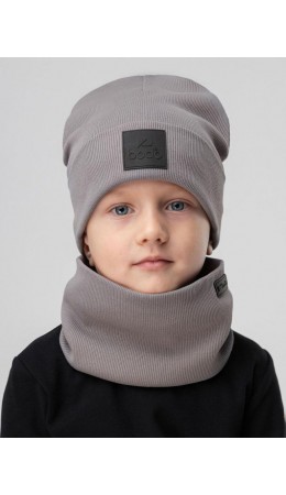 Комплект (шапка, снуд) с ПВХ нашивкой 13-162MU; серый