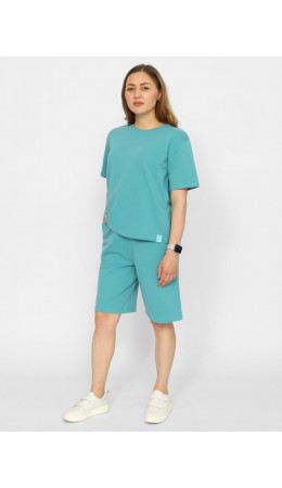 Комплект женский (футболка, шорты) Морская волна