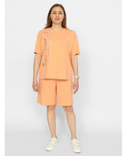 Комплект женский (футболка, шорты) Персиковый