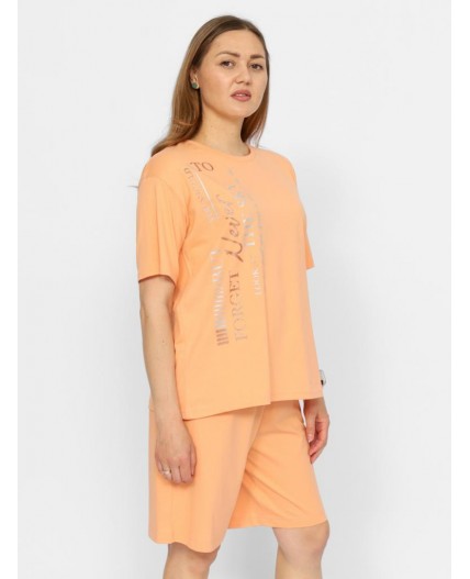 Комплект женский (футболка, шорты) Персиковый