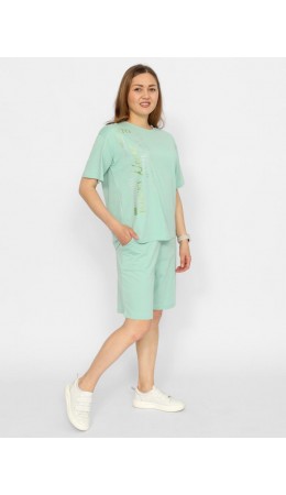 Комплект женский (футболка, шорты) Зеленый