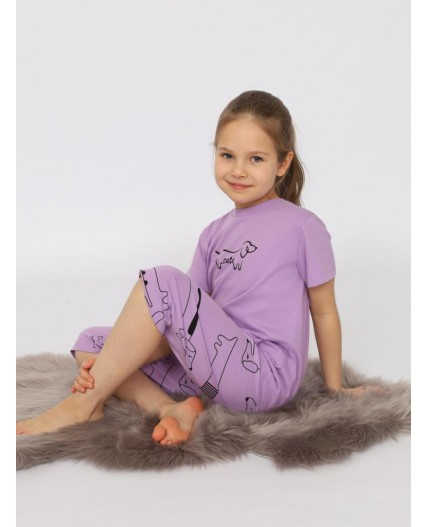 Пижама для девочки (футболка, бриджи) Лаванда