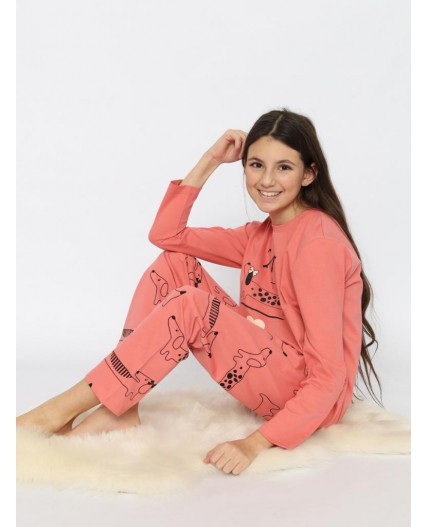 Пижама для девочки (джемпер, брюки) Коралловый