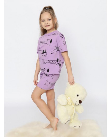 Пижама для девочки (футболка, шорты) Лаванда