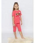 Пижама для девочки (футболка, бриджи) Малиновый