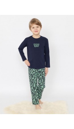 Пижама для мальчика (футболка, брюки) Т.синий