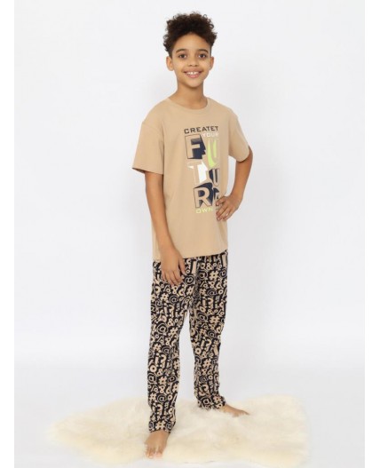 Пижама для мальчика (футболка, брюки) Бежевый