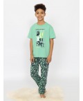 Пижама для мальчика (футболка, брюки) Зеленый
