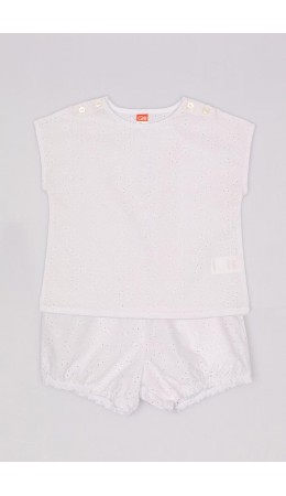 Комплект для девочки (футболка, шорты) Белый