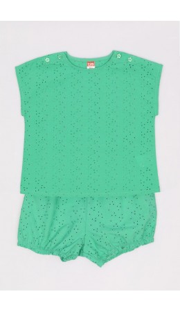 Комплект для девочки (футболка, шорты) Зеленый