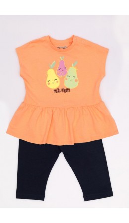 Комплект для девочки (платье модель 'туника', бриджи) Персиковый