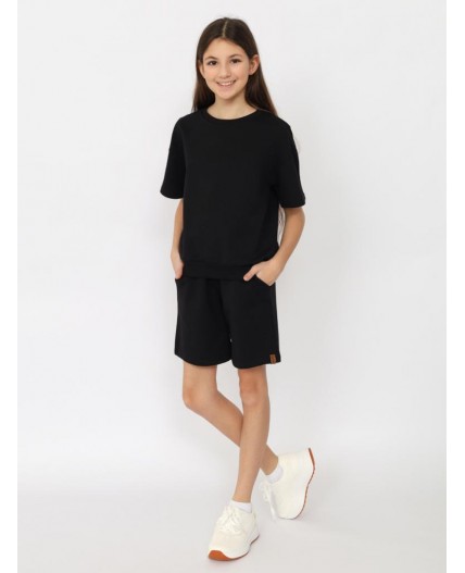 Комплект для девочки (футболка, шорты) Черный