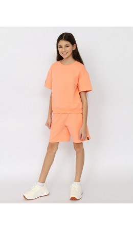 Комплект для девочки (футболка, шорты) Персиковый