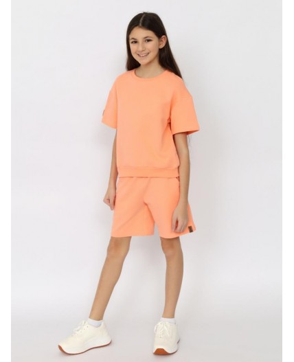 Комплект для девочки (футболка, шорты) Персиковый