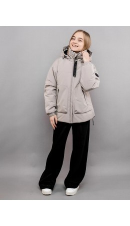 629-24в Куртка для девочки 'Эффи' серебристо-бежевый