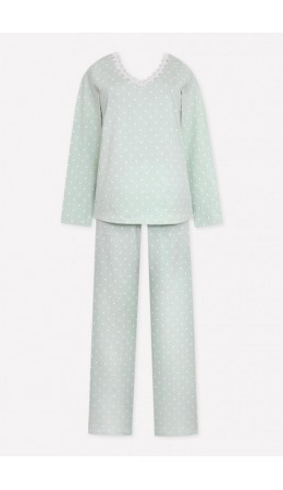 Е 20041/пастельный зеленый,горошек пижама